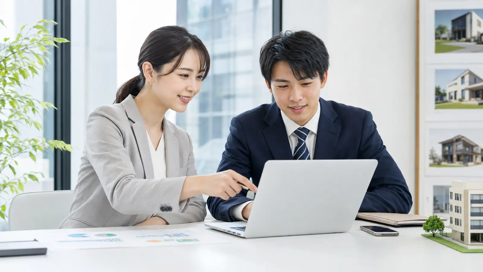 問い合わせや予約の反応を確認する日本の住宅営業チーム