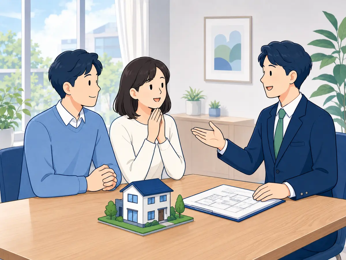 主なメリットを表す住宅営業向けイラスト
